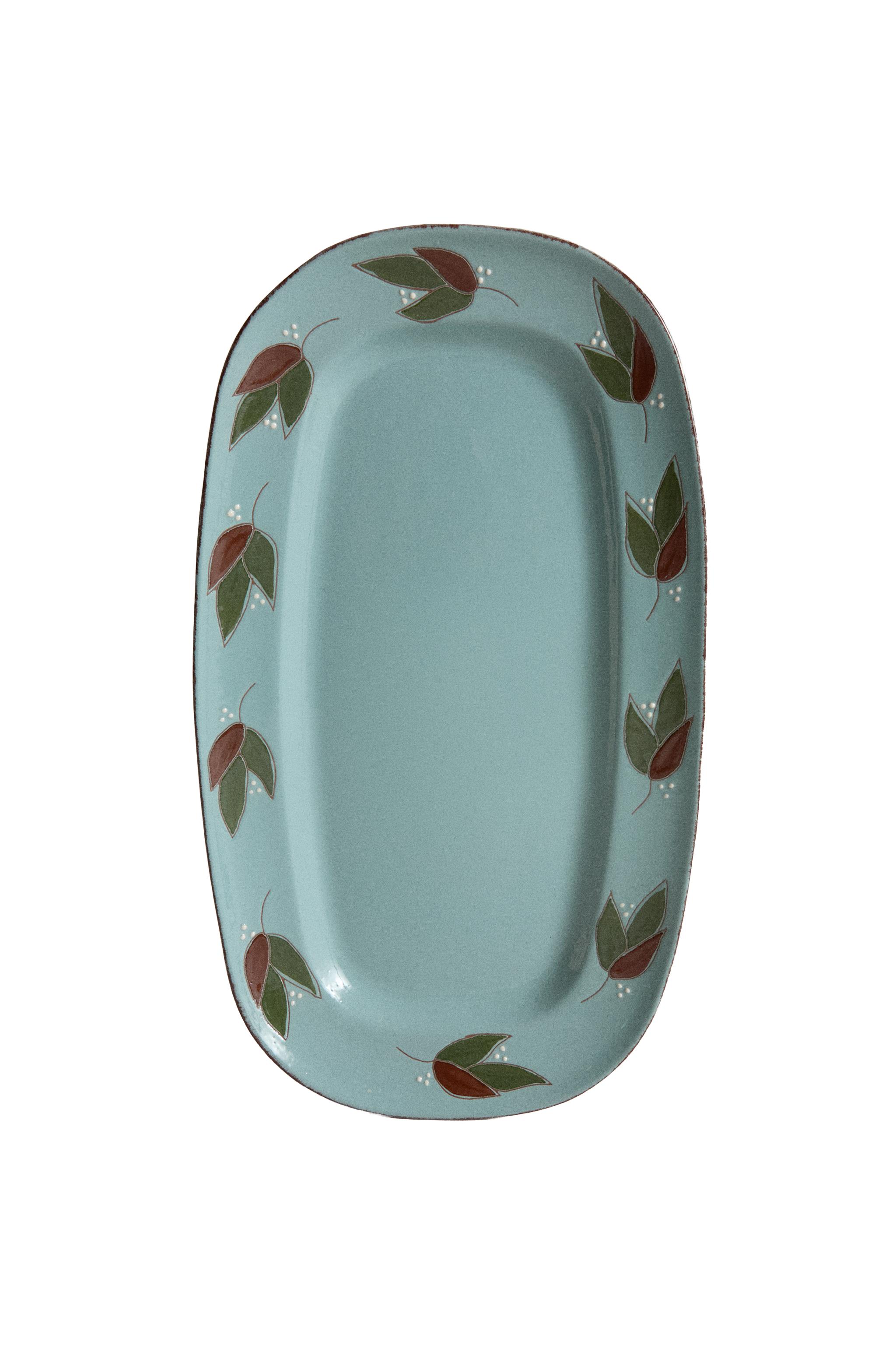RECTANGULAR LEAF EARTHENWARE SERVING DISH - Blue gray | ZARA