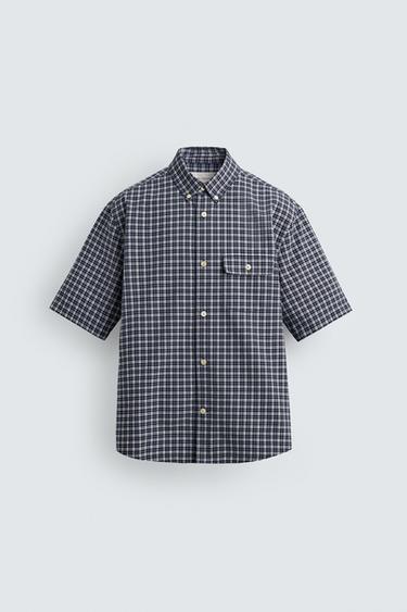 KEMEJA KOTAK-KOTAK BERKANTONG - 981 dari Zara