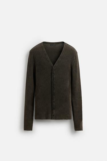 WASHED RIB CARDIGAN - Brown by Zara - Image 5