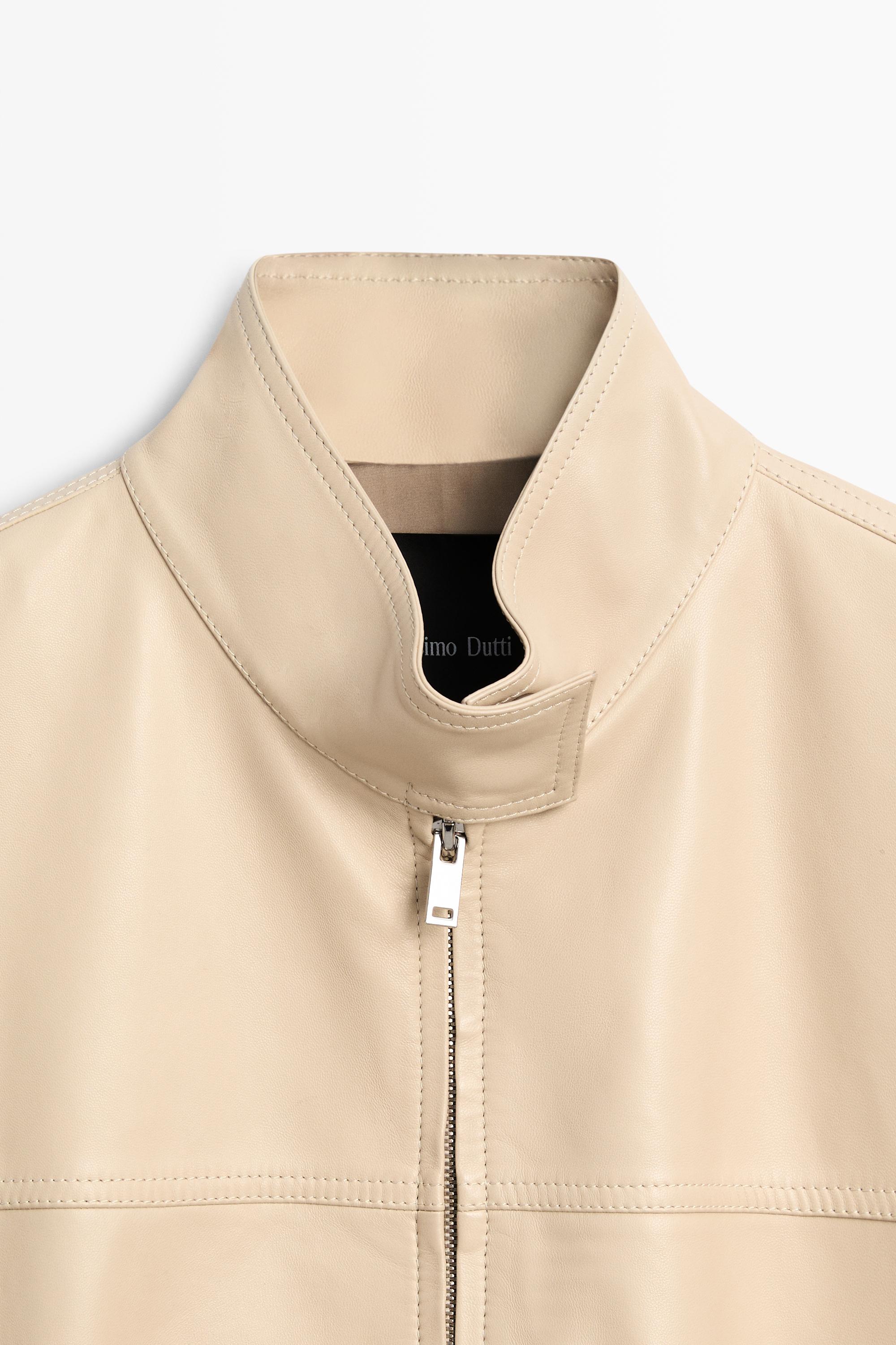 Elastic hem leather jacket