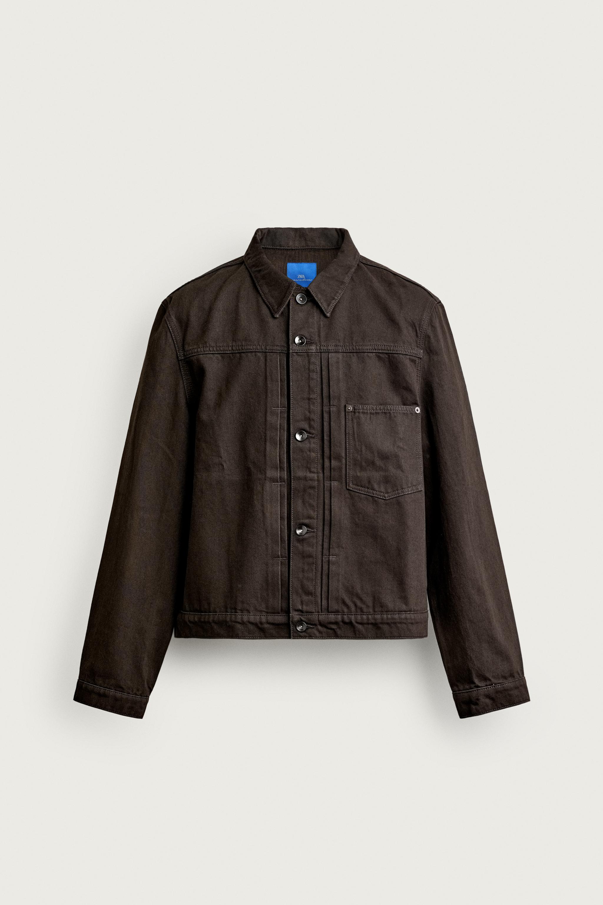 AARON LEVINE X ZARA CROPPED PLEATED JACKET — Chocolate brown