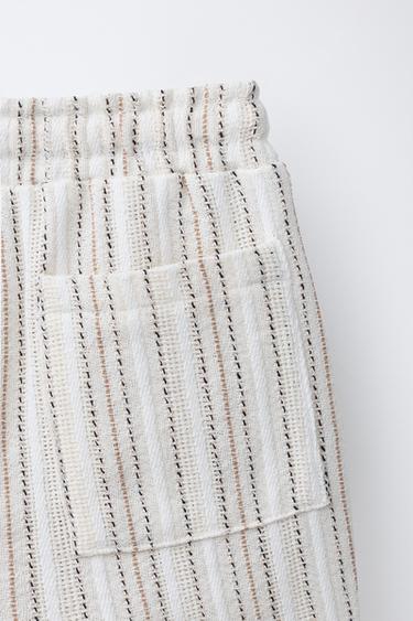 RUSTIC STRIPED BERMUDA SHORTS - Ecru by Zara - Image 3