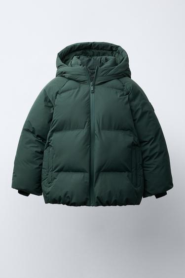 WATER-REPELLENT HOODED PADDED JACKET - Green by Zara