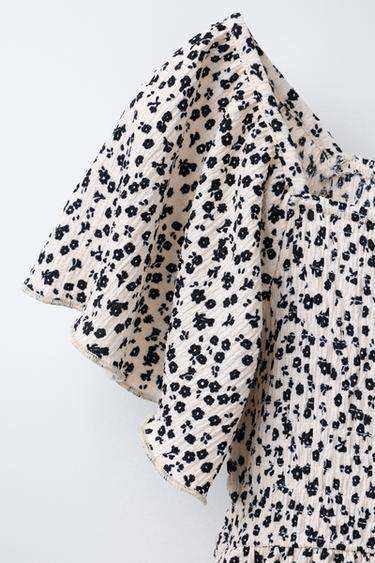 SMALL FLORAL PRINT DRESS - Ecru / Black by Zara - Image 2