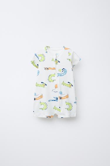 TWO-PACK OF DOG PRINT ALL-IN-ONE SLEEPSUITS - Lime by Zara - Image 1