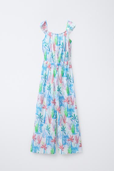 PRINTED PLEATED JUMPSUIT - Blue by Zara