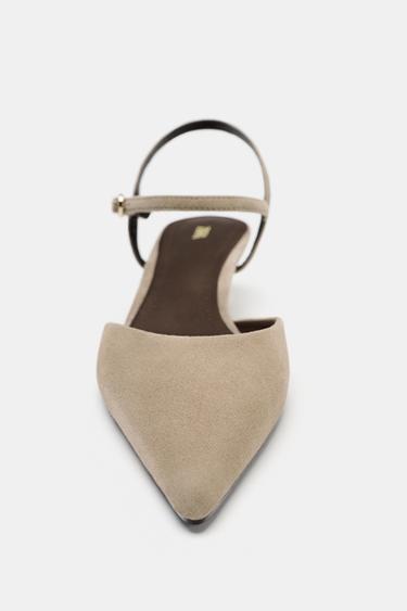 CHAUSSURES OUVERTES À L'ARRIÈRE KITTEN EN DAIM - Marron sable de Zara - Image 3