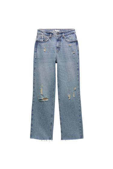 Z1975 RIPPED HIGH WAIST STRAIGHT JEANS