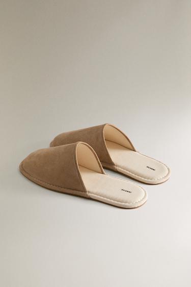 LEATHER MULE SLIPPERS - Taupe Grey by Zara - Image 3