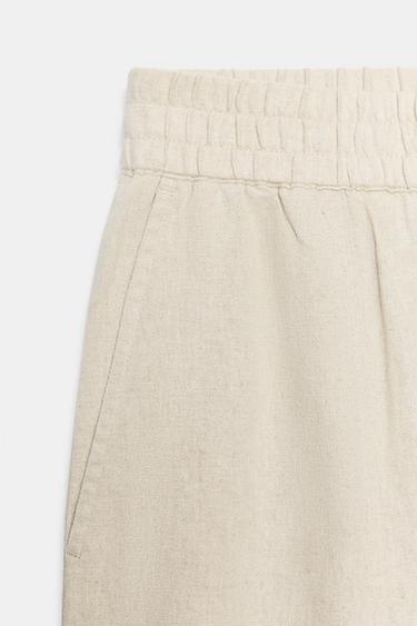BARREL LINEN BLEND TROUSERS - Light beige by Zara - Image 7