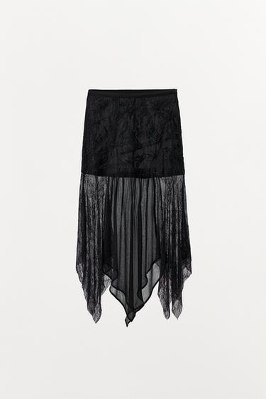 FALDA GEORGETTE COMBINADA - Negro de Zara - Imagen 0