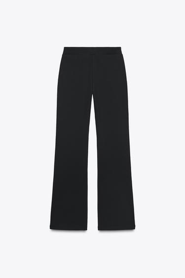 Zara FLARE FLEECE PANTS - Black