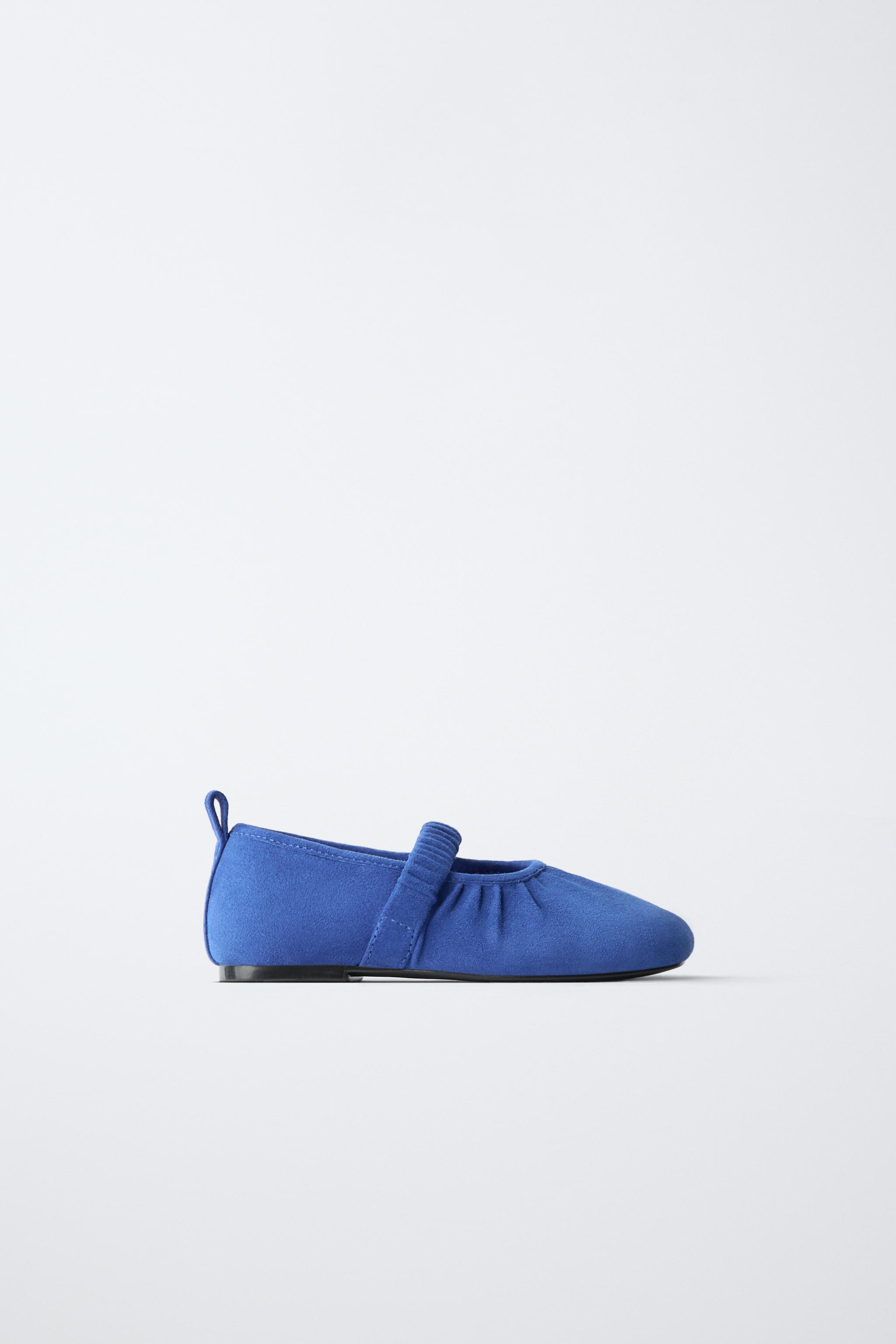 LEATHER BALLET FLATS — Blue