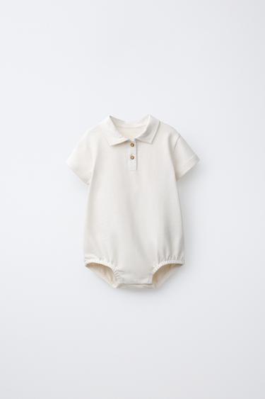 POLO COLLAR BODYSUIT - Oyster-white by Zara