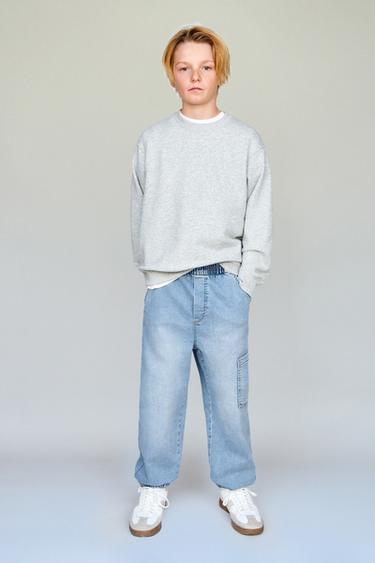 Zara UDOBNE SPORTSKE FARMERKE – mid-plava