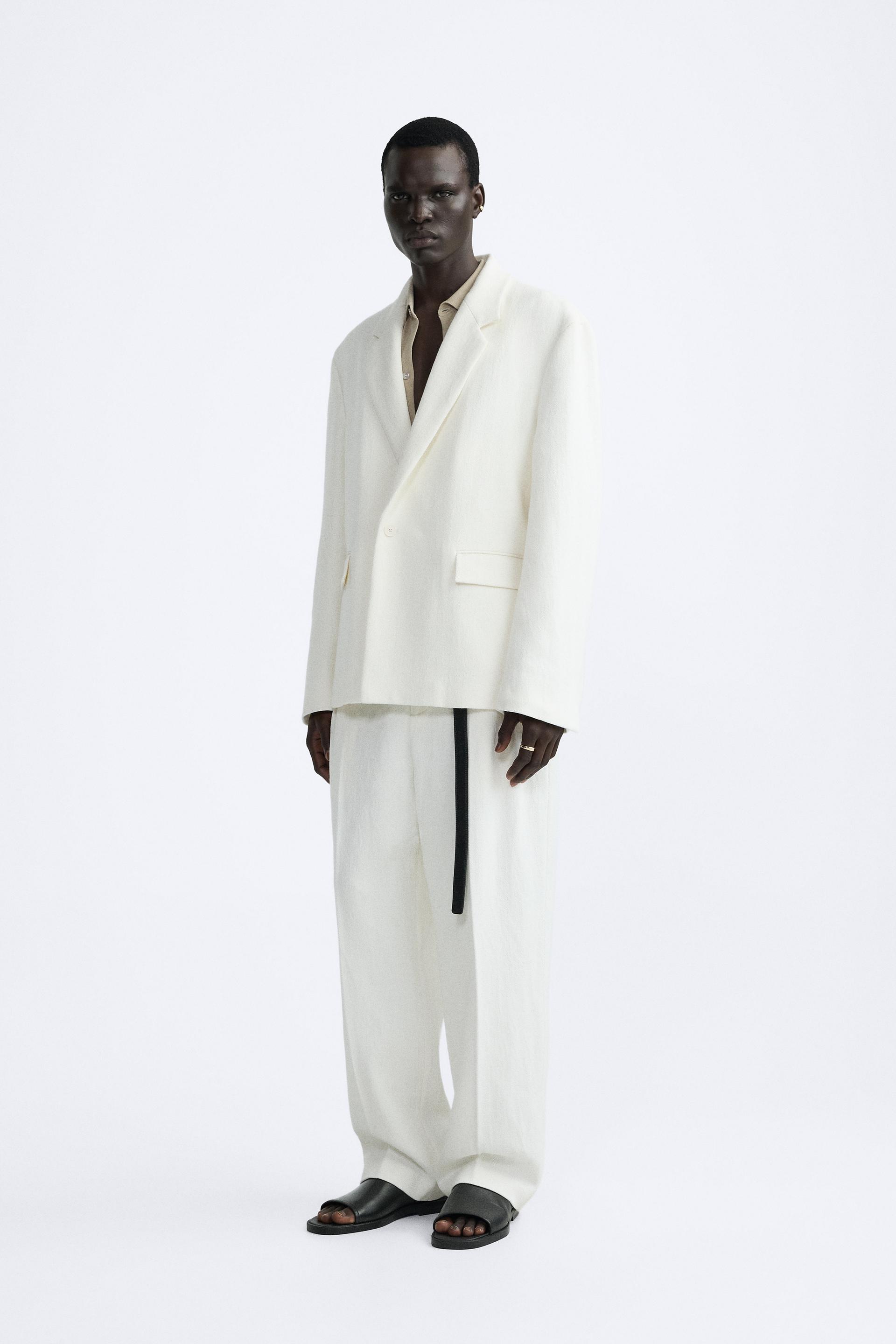 HERRINGBONE SUIT TROUSERS - LIMITED EDITION - White | ZARA South Africa