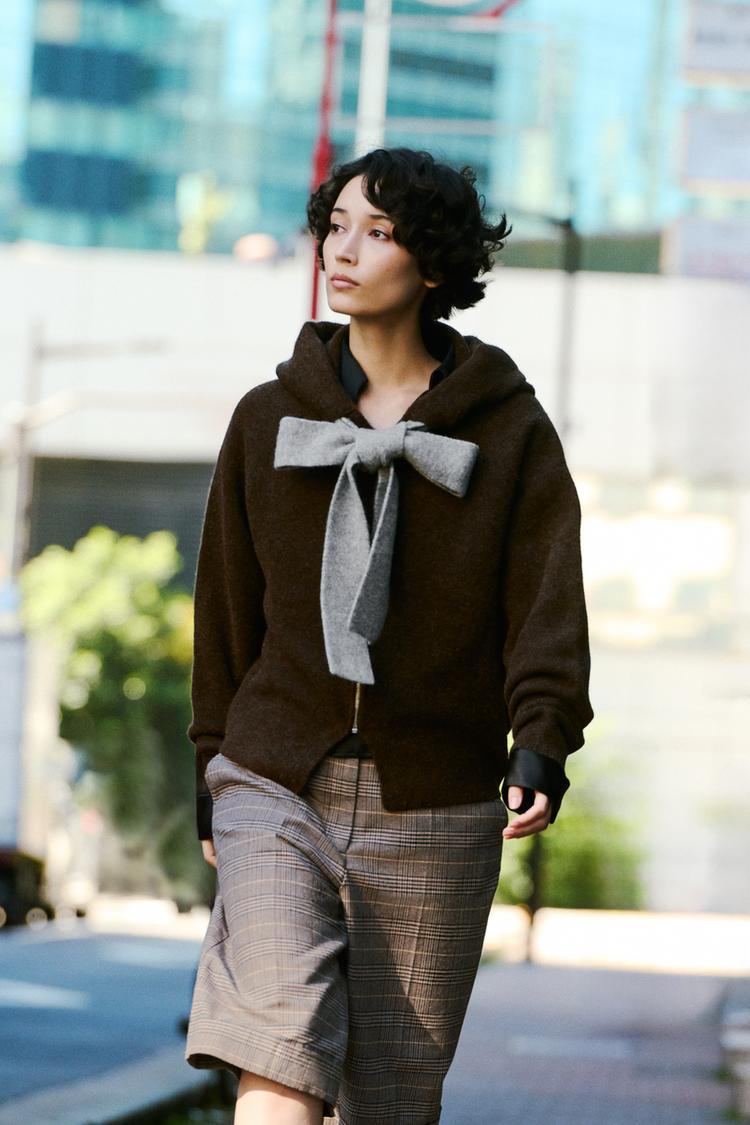BOW HOODIE CARDINGAN