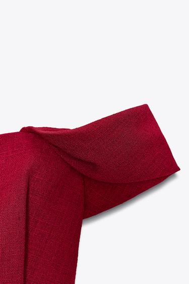 OFF-THE-SHOULDER DROP SLEEVE MINI DRESS - Cherry red by Zara - Image 6