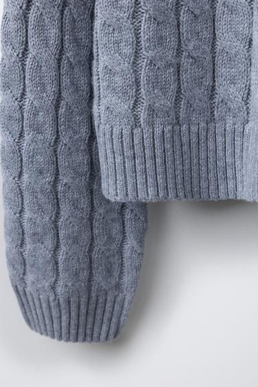 CABLE-KNIT JUMPER - Blue / Grey by Zara - Image 3