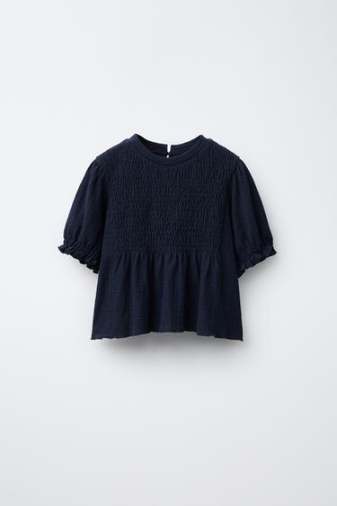 Zara TEXTURED BLOUSE - Blue