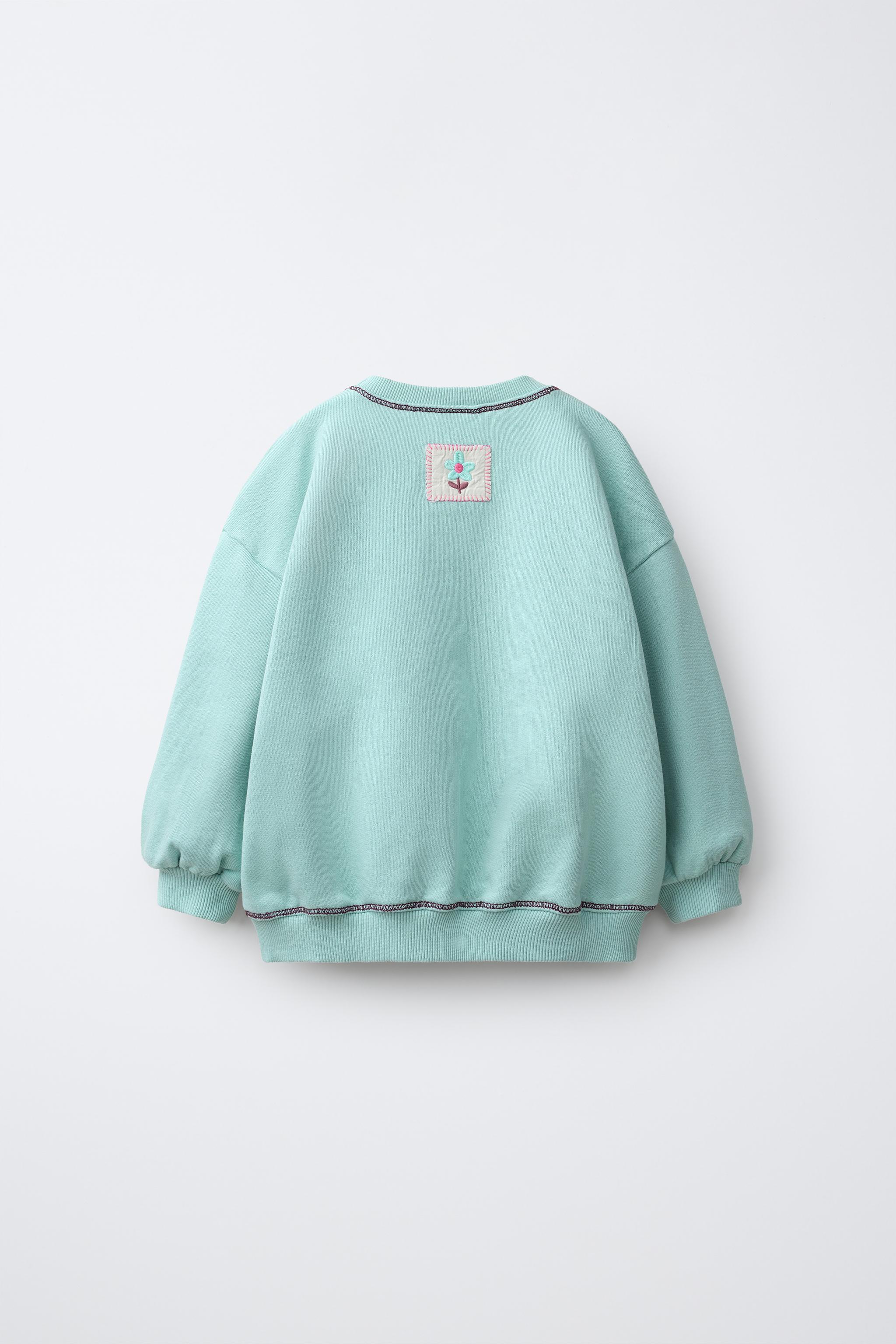 EMBROIDERED TEXT SWEATSHIRT — Turquoise