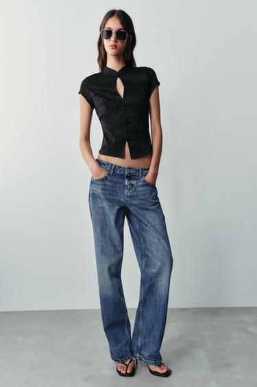 JACQUARD TOP WITH FROG FASTENING - Black by Zara