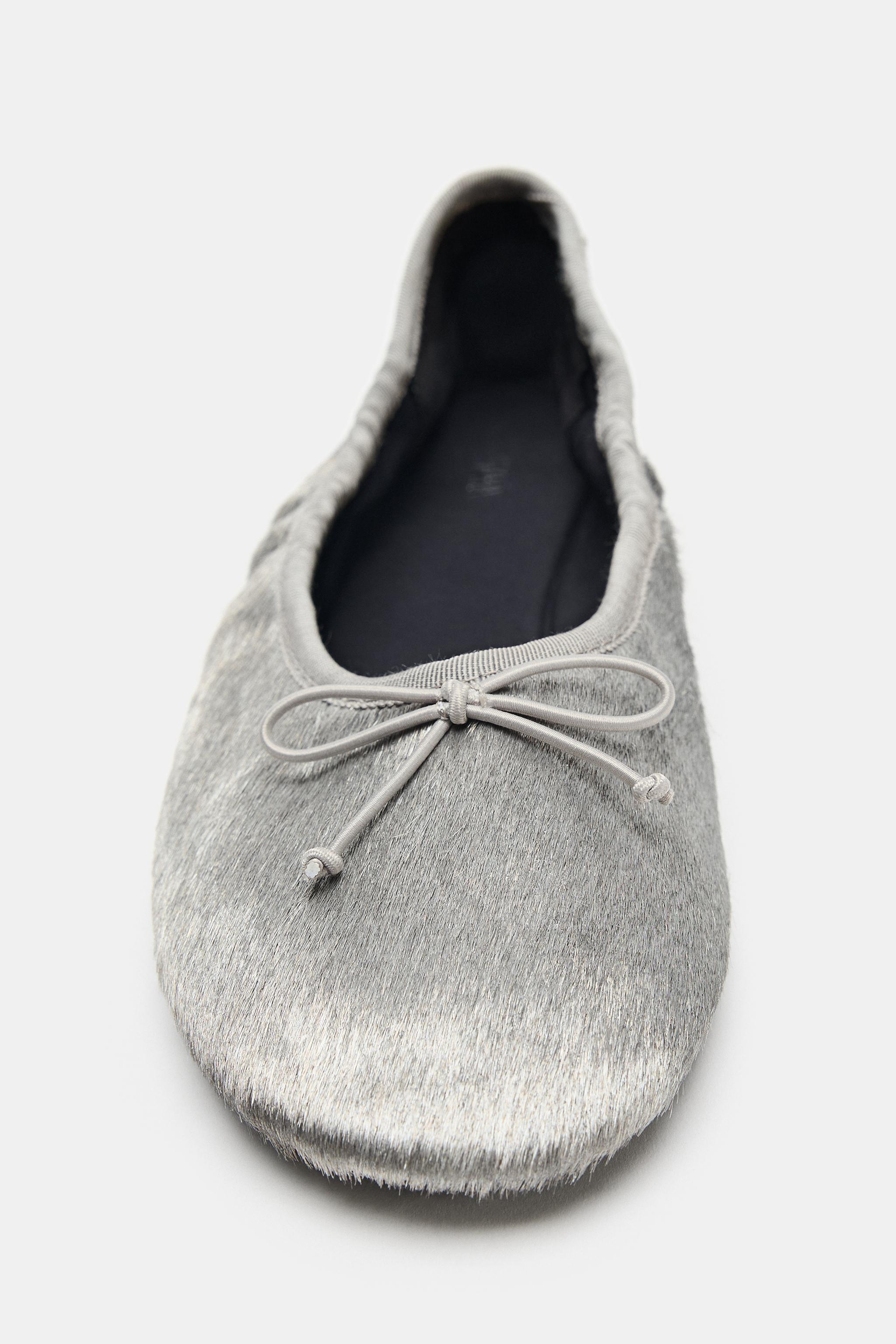FUR LEATHER BALLET FLATS