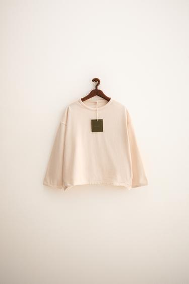 Zaras ZARA TIMELESS – ENFÄRGAD T-SHIRT MED KANTBAND - Beige
