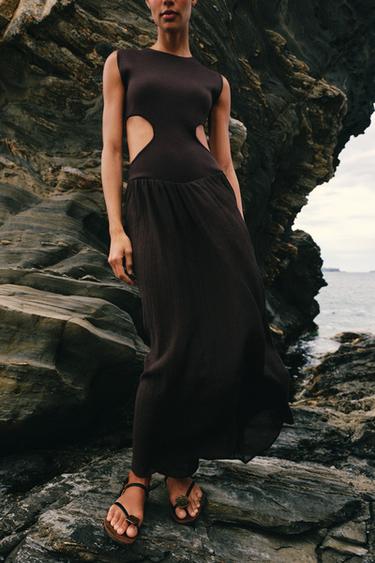 KNIT CUT-OUT DRESS - Brown by Zara