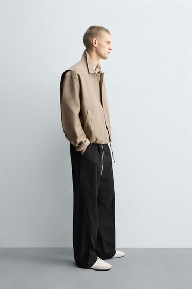 PLEATED TEXTURED TROUSERS - Dark navy by Zara - Image 3