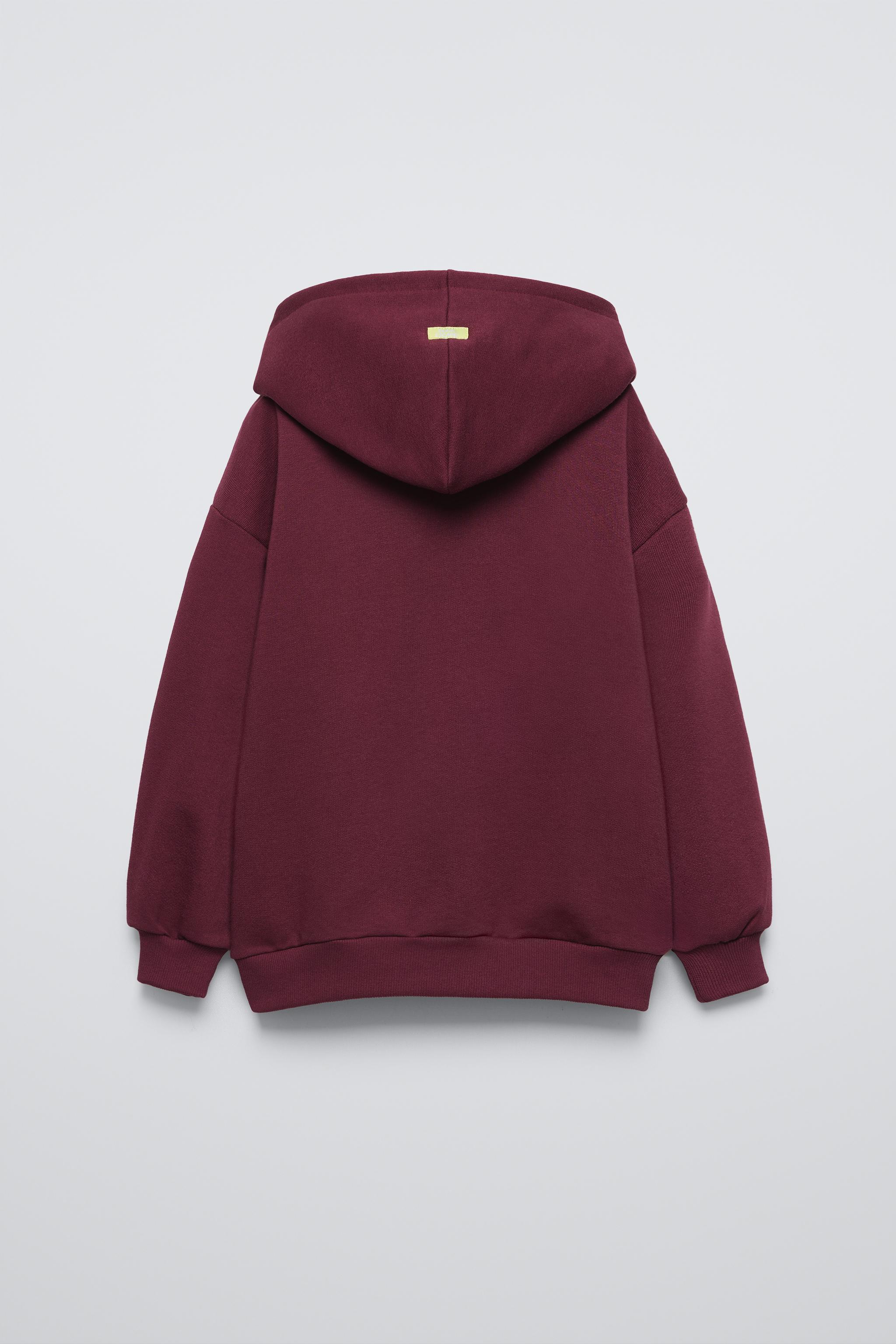 LINED SLOGAN HOODIE - Maroon | ZARA Australia