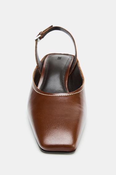 LEATHER SLINGBACK SHOES LIMITED EDITION - Brown by Zara - Image 5