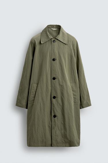 Zara LIMITED EDITION TECHNICAL TRENCH COAT - Greenish