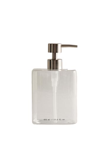 Zara BOROSILICATE GLASS SOAP DISPENSER WITH LETTERS - Transparent