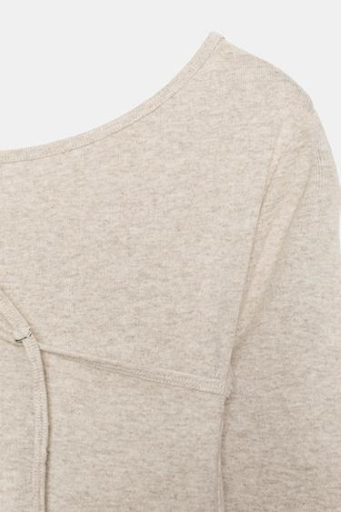 T-SHIRT EFFET DOUBLE BOUCLE - Sable / Chiné de Zara - Image 7