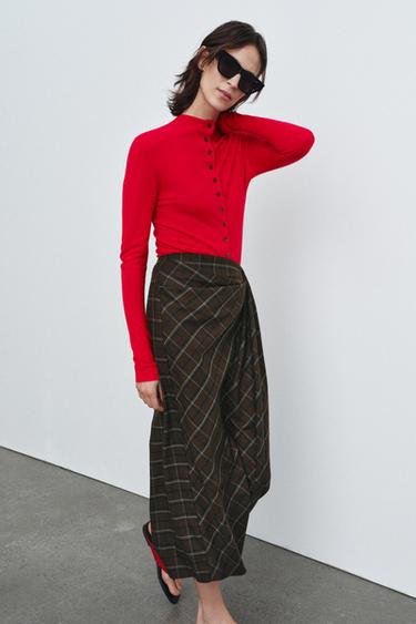 КАРДИГАН ИЗ СВЕРХТОНКОГО ТРИКОТАЖА — КРАСНЫЙ от Zara