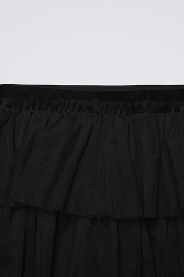 FALDA TUL VOLANTES - Negro de Zara