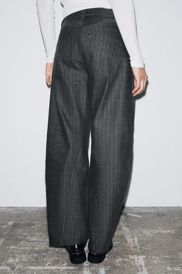 PANTALON À RAYURES ZW COLLECTION - Gris de Zara