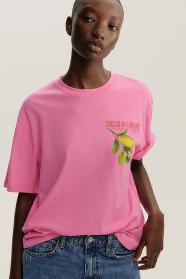 CAMISETA ESTAMPADO LIMONES - Fucsia de Zara
