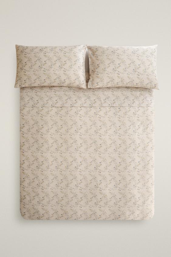 HOUSSE DE COUETTE SATIN IMPRIMÉ FLORAL (300 FILS) - Beige de Zara - Image 0