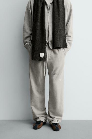 WIDE-LEG JOGGING TROUSERS X SR_A - Grey marl by Zara