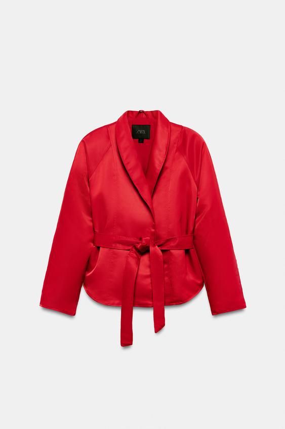 ZW COLLECTION BELTED JACKET - Red by Zara - Image 0