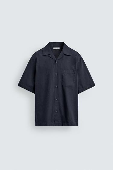 CAMISA RELAXED FIT COM BOLSO - Azul / Azul-marinho da Zara