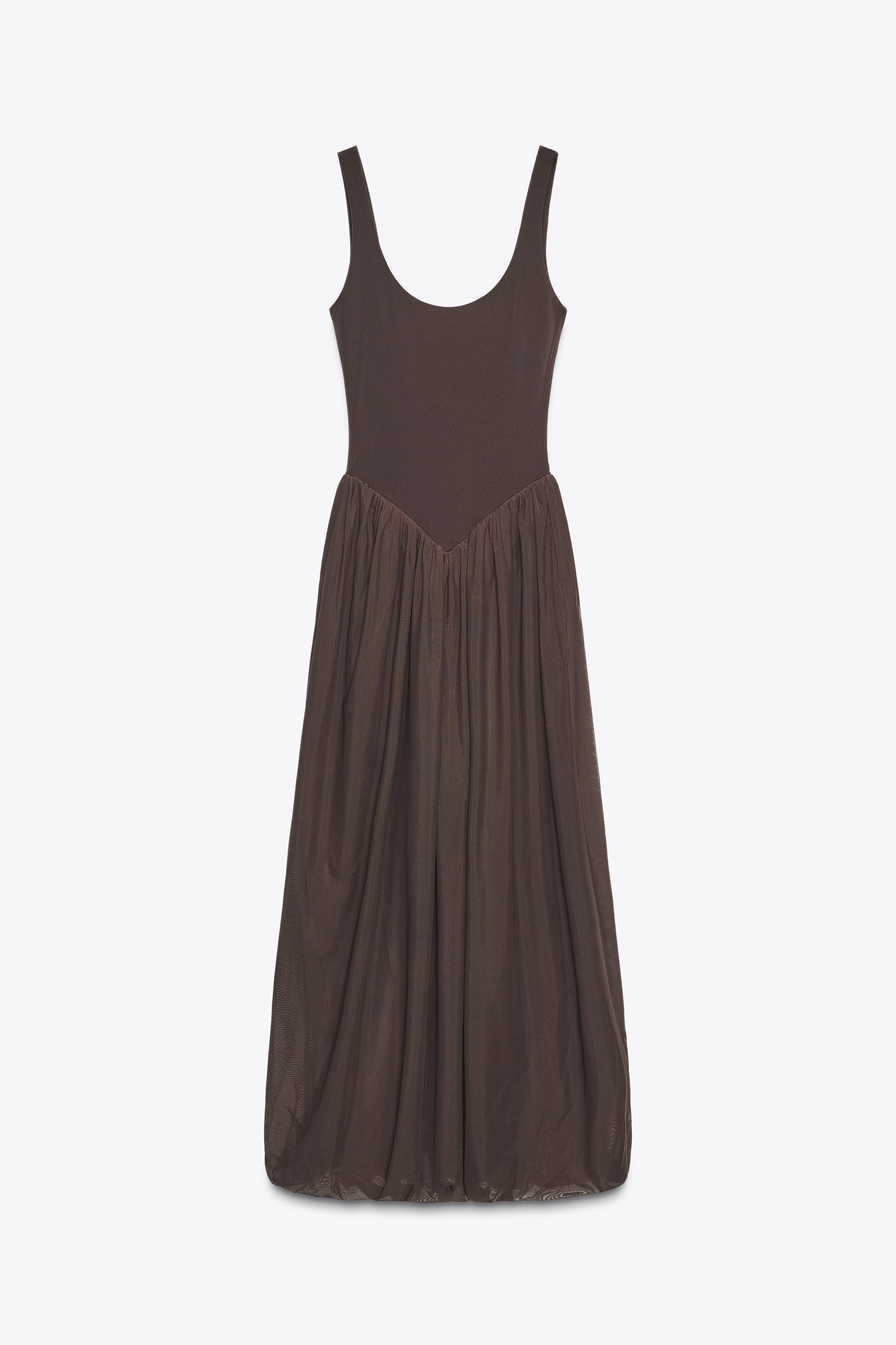 コントラストチュールワンピース - ペールピンク | ZARA Japan コントラストチュールワンピース - ペールピンク | ZARA Japan