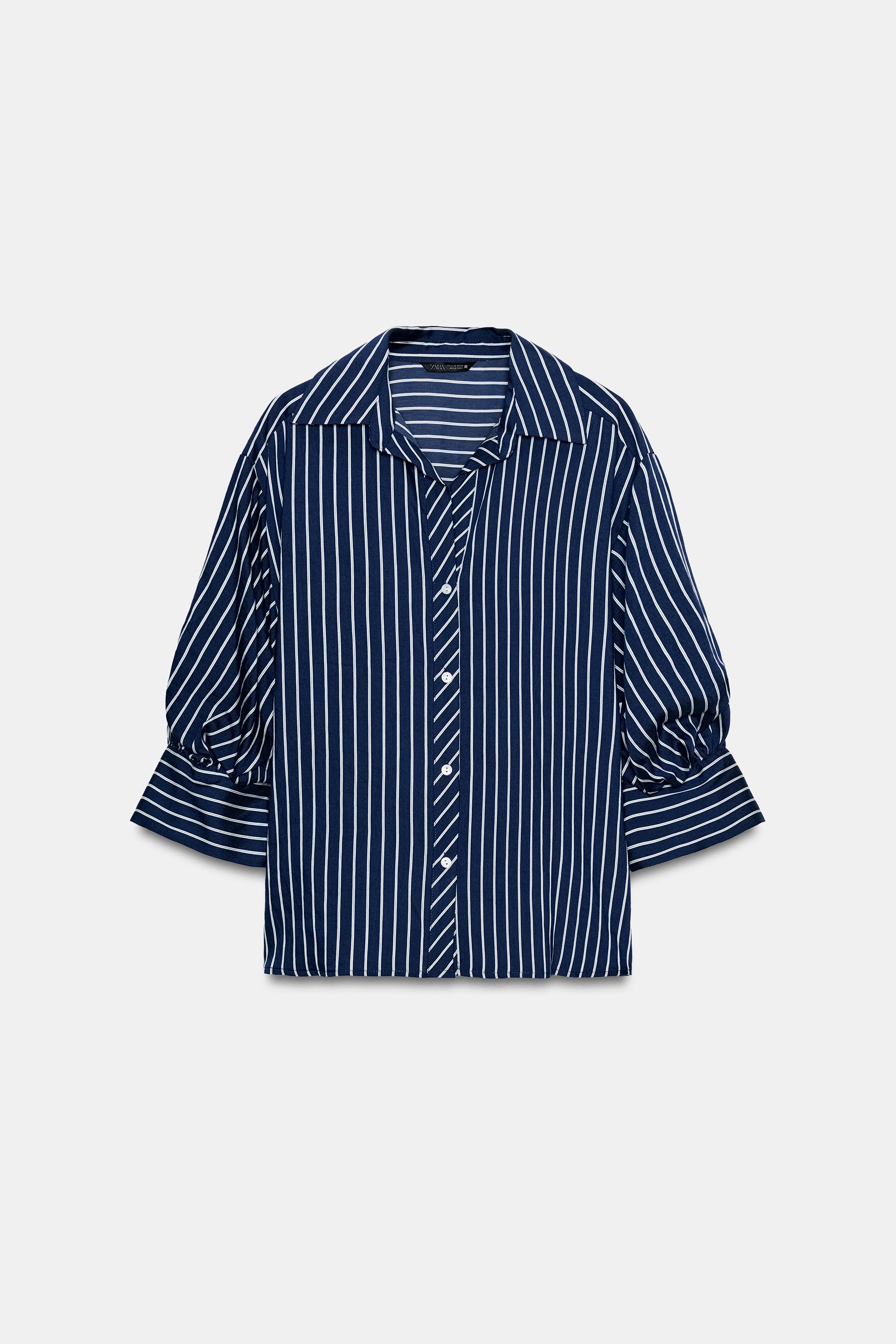 CHEMISE À RAYURES ET MANCHES BOUFFANTES