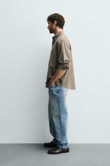 REGULAR FIT CHECK SHIRT - Brown / Ecru by Zara - Image 3