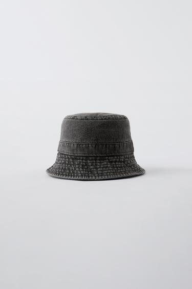 DENIM BUCKET HAT - Black by Zara