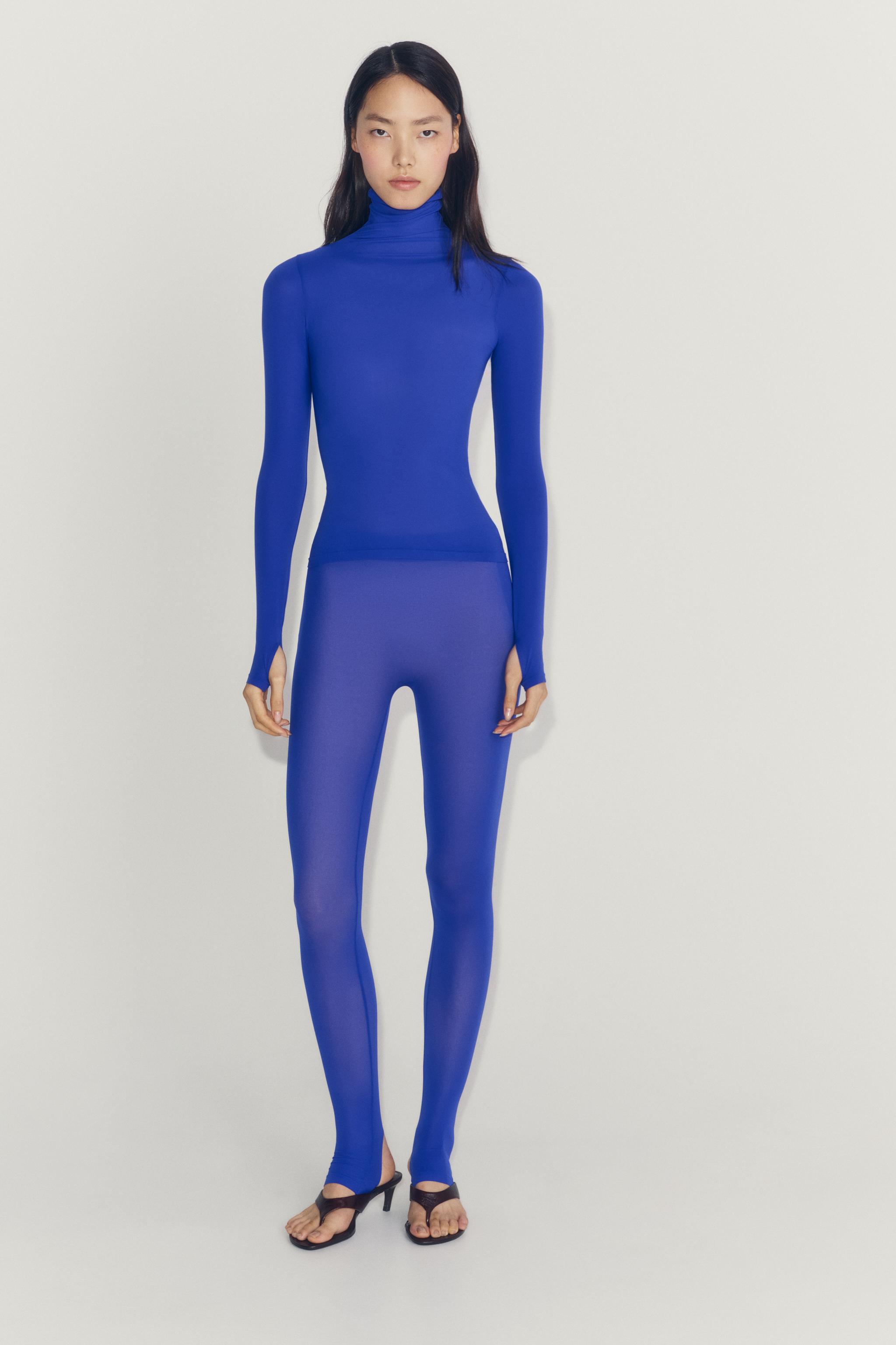 MOCK NECK TOP — Bluish