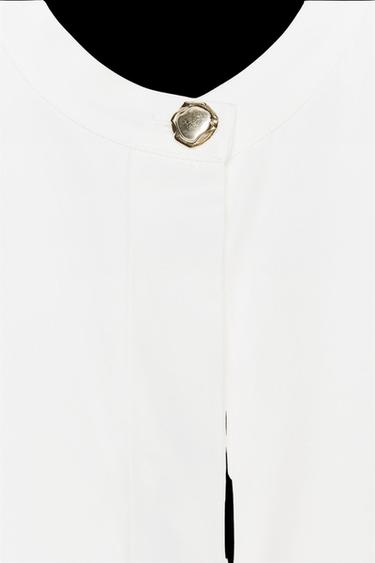 Zara FLOWY CREPE TOP - Oyster-white
