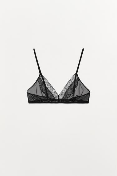 BRALETTE MESH ENCAJE - Negro de Zara